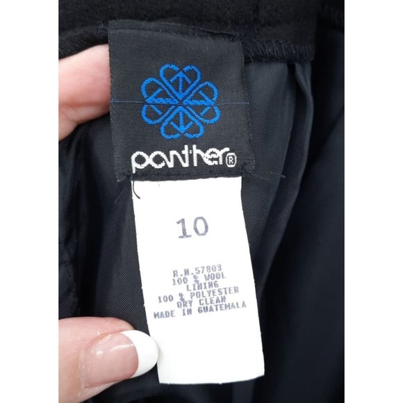 VTG 70s Panther Solid Black Wool Straight Cut Pencil Skirt Size M Short Lined - Picture 8 of 11